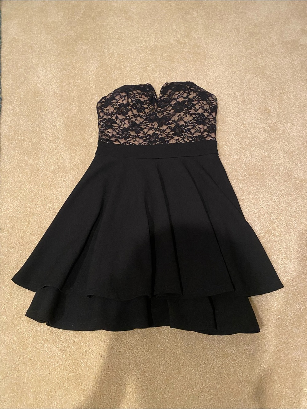 Honey and Rosie Black Lace Bustier Skater Dress